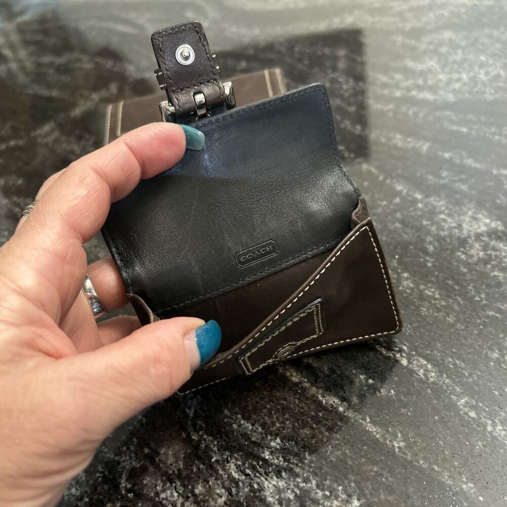Lot of 2-Coach Signature Soho Wallet Black Leather Buckle Credit Card Coin Purse - Picture 3 of 15